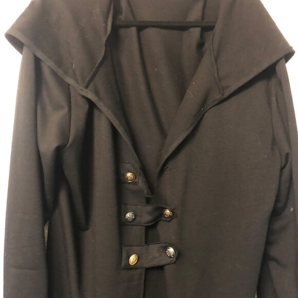 Mansilifei Black Gothic Lace-Trim Hooded Corset-Back Jacket – Size 5XL (Asian) - Picture 5 of 10